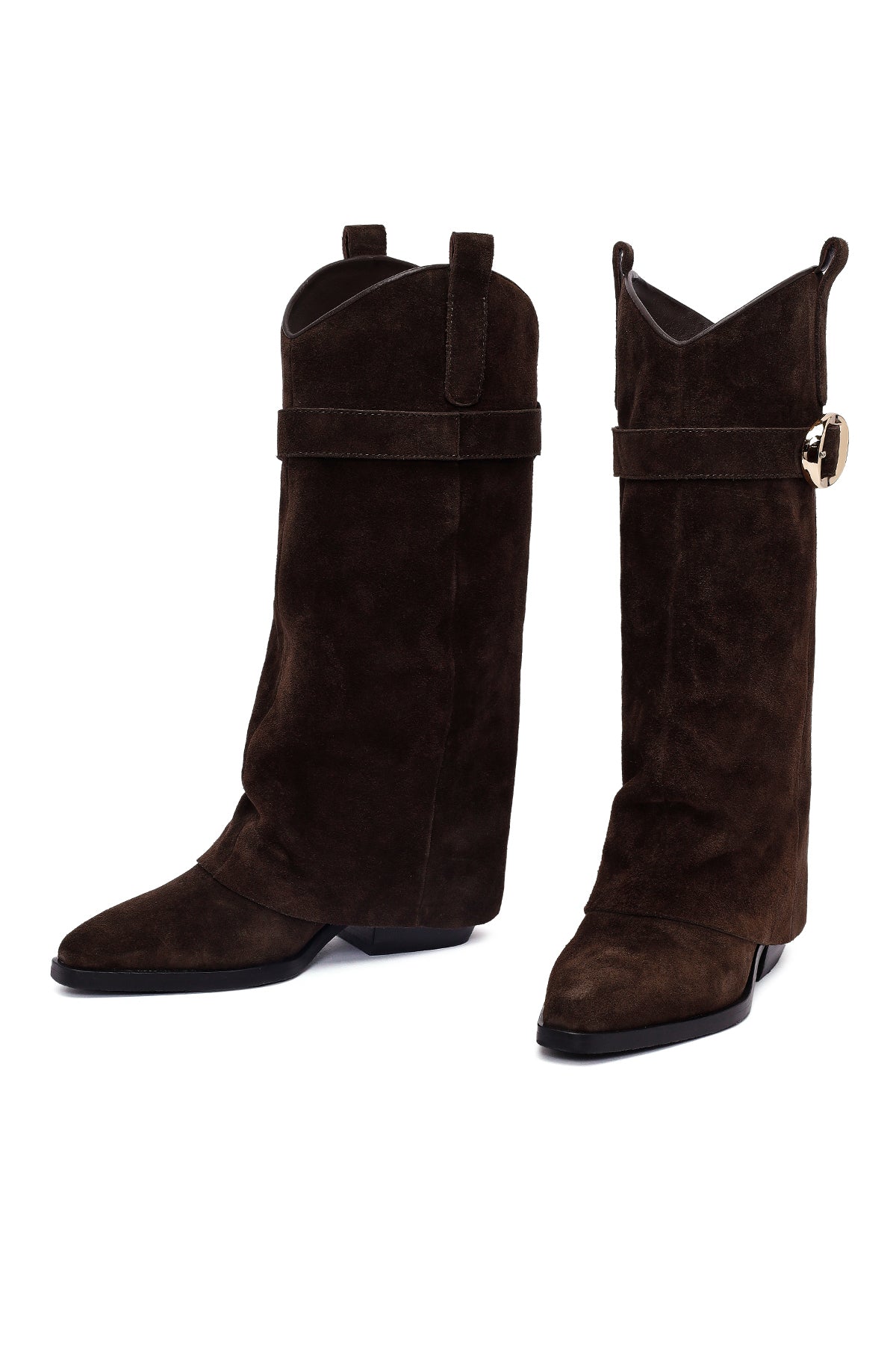 Kadın Kahverengi Kalın Topuklu Süet Deri Çizme