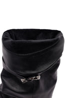 Women's Black Buckled Thick Heeled Leather Boot | Derimod