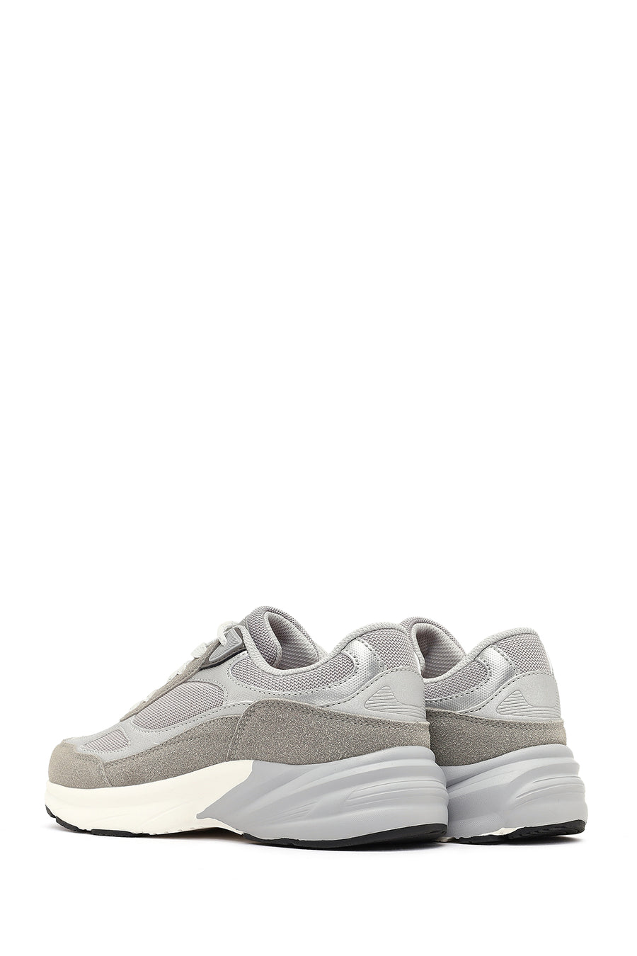 Women's Gray Lace-Up Thick-Soled Sneaker