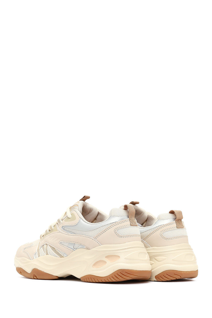Kadın Bej Bağcıklı Kalın Tabanlı Sneaker