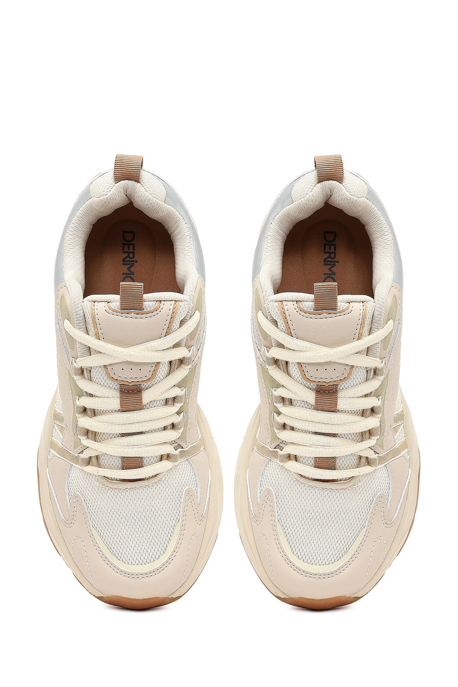 Kadın Bej Bağcıklı Kalın Tabanlı Sneaker