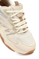 Kadın Bej Bağcıklı Kalın Tabanlı Sneaker | Derimod