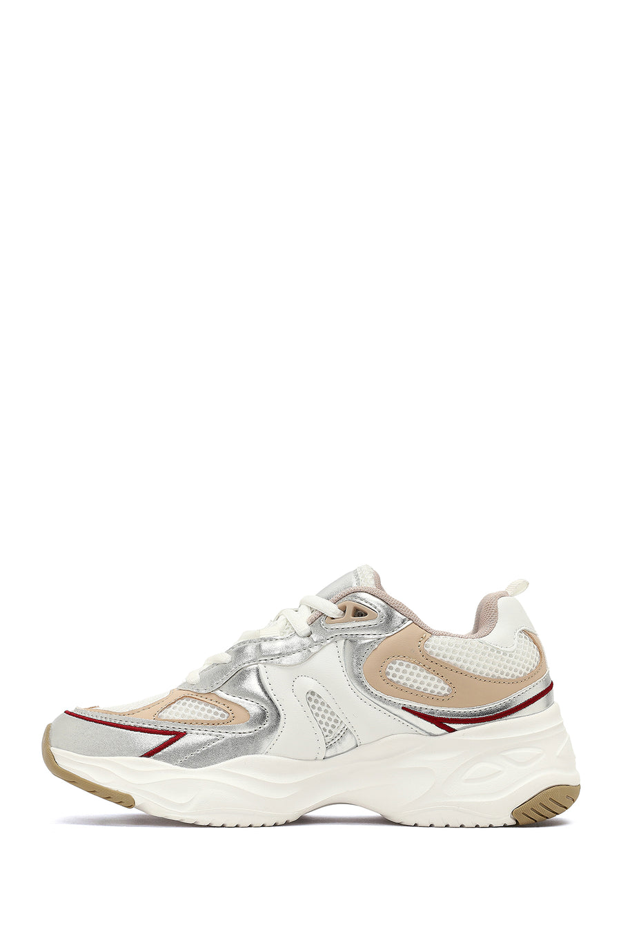 Kadın Bej Bağcıklı Kalın Tabanlı Sneaker