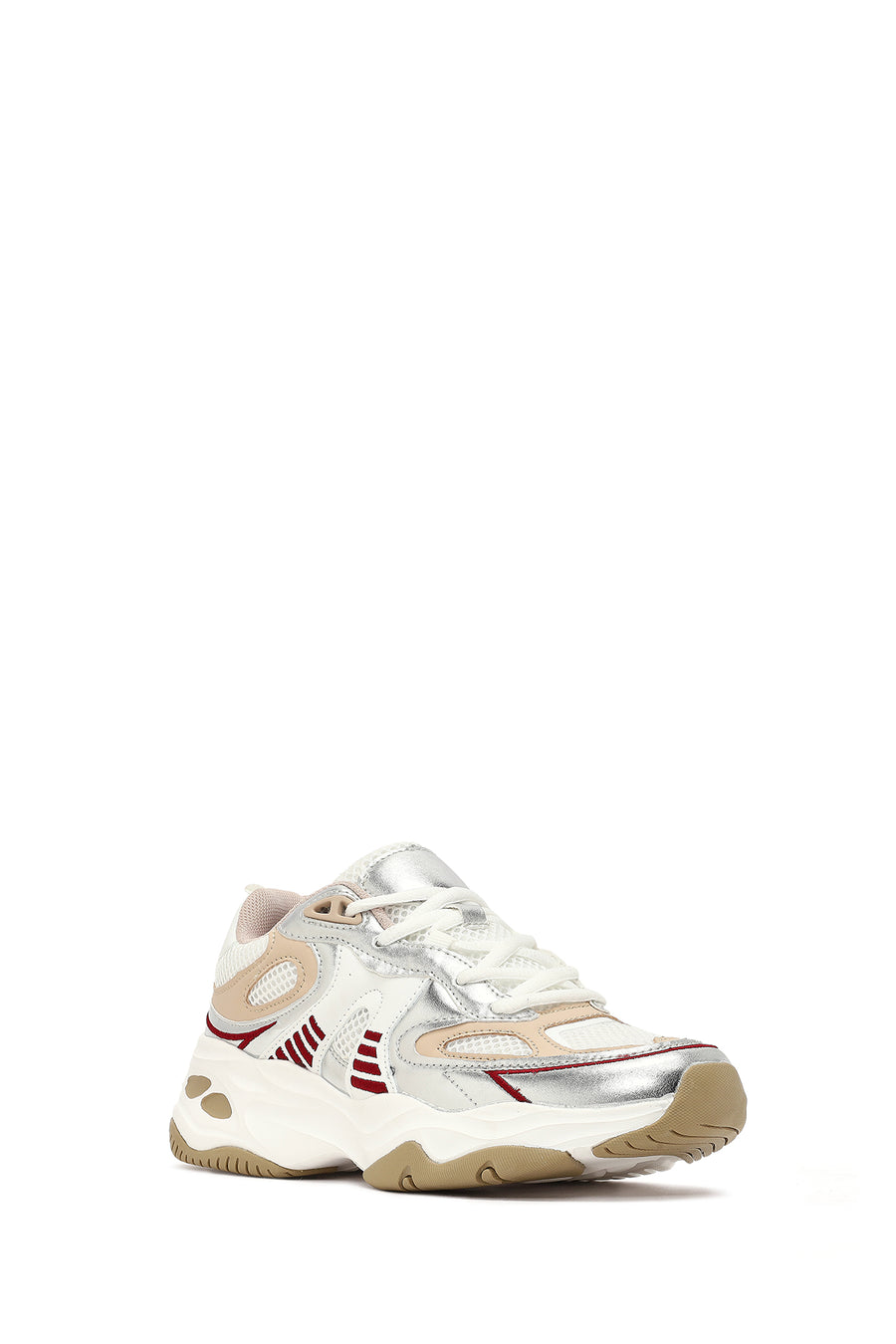 Kadın Bej Bağcıklı Kalın Tabanlı Sneaker