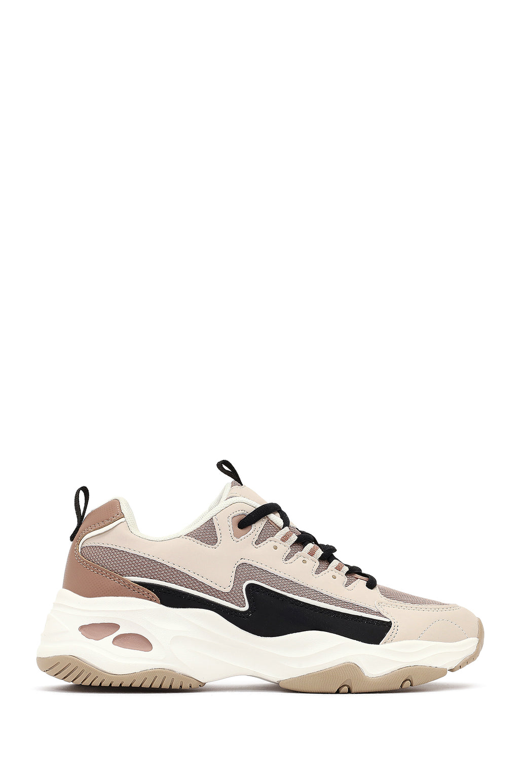 Kadın Bej Bağcıklı Kalın Tabanlı Sneaker