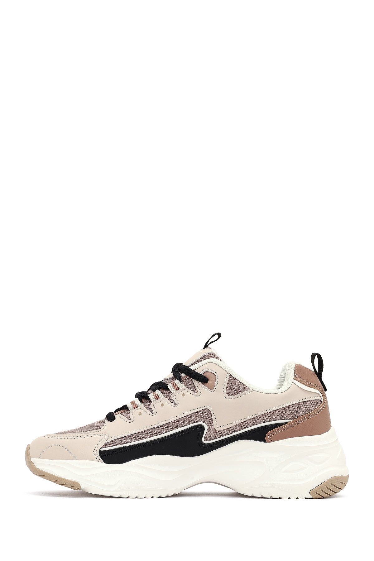 Kadın Bej Bağcıklı Kalın Tabanlı Sneaker