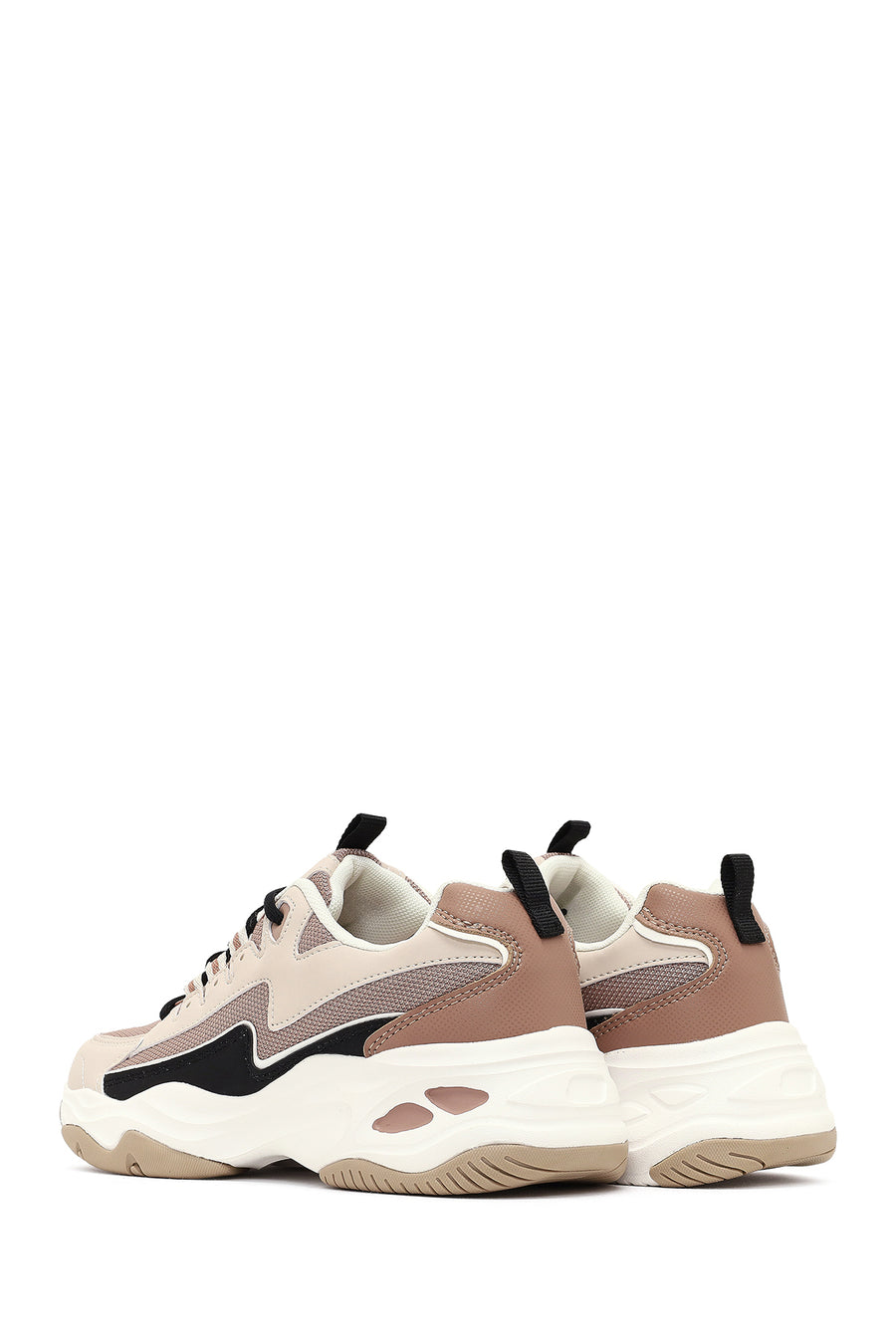 Kadın Bej Bağcıklı Kalın Tabanlı Sneaker