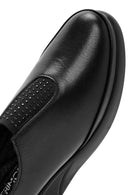 Woman Black Stone Wedge Heels Leather Comfort Shoes | Derimod