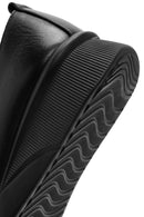 Woman Black Stone Wedge Heels Leather Comfort Shoes | Derimod