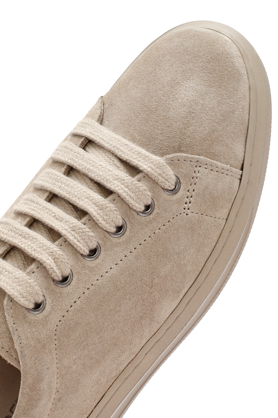 Woman Beige Laced Suede Leather Sneakers