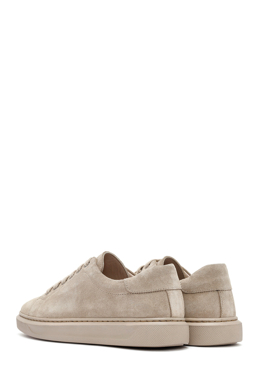 Woman Beige Laced Suede Leather Sneakers