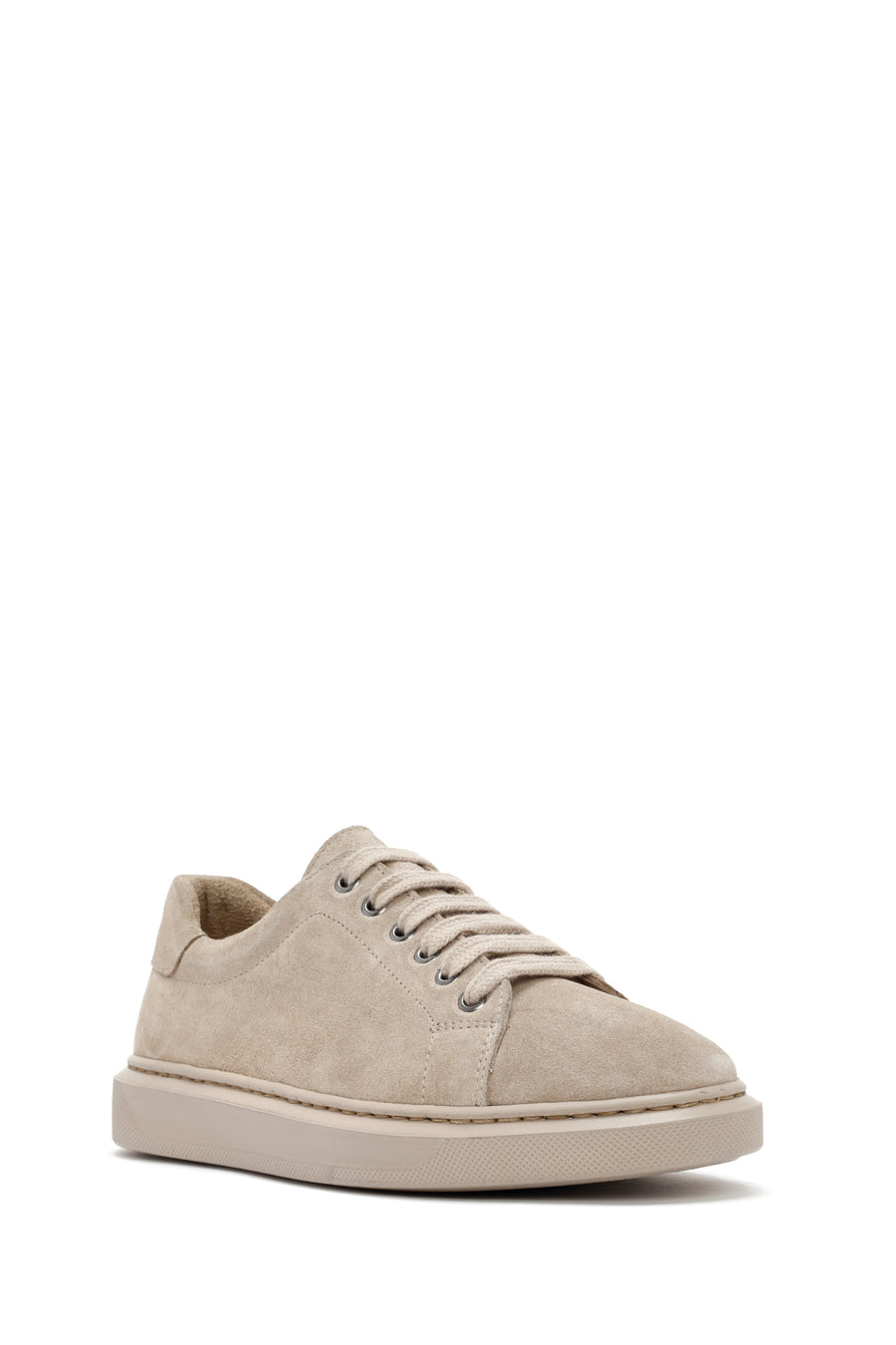 Woman Beige Laced Suede Leather Sneakers