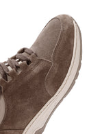 Woman Mink Laced Thick Sole Suede Leather Sneakers | Derimod