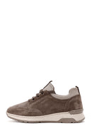 Woman Mink Laced Thick Sole Suede Leather Sneakers | Derimod