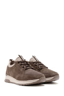 Woman Mink Laced Thick Sole Suede Leather Sneakers | Derimod