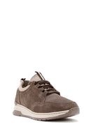 Woman Mink Laced Thick Sole Suede Leather Sneakers | Derimod