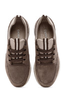 Woman Mink Laced Thick Sole Suede Leather Sneakers | Derimod