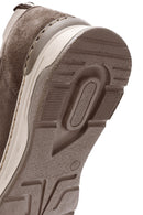 Woman Mink Laced Thick Sole Suede Leather Sneakers | Derimod