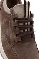 Woman Mink Laced Thick Sole Suede Leather Sneakers | Derimod