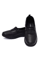 Kadın Siyah Taş Detaylı Deri Comfort Ayakkabı | Derimod