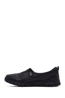 Kadın Siyah Taş Detaylı Deri Comfort Ayakkabı | Derimod