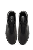 Women's Black Thick-Soled Leather Comfort Shoe | Derimod