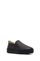 Women's Black Thick-Soled Leather Comfort Shoe | Derimod