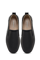 Women's Black Thick-Soled Leather Comfort Shoe | Derimod