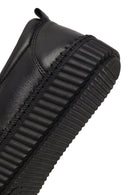 Women's Black Thick-Soled Leather Comfort Shoe | Derimod