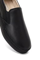 Women's Black Thick-Soled Leather Comfort Shoe | Derimod