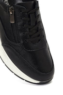 Kadın Siyah Bağcıklı Kalın Tabanlı Deri Sneaker | Derimod