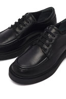 Kadın Siyah Bağcıklı Deri Casual Ayakkabı | Derimod