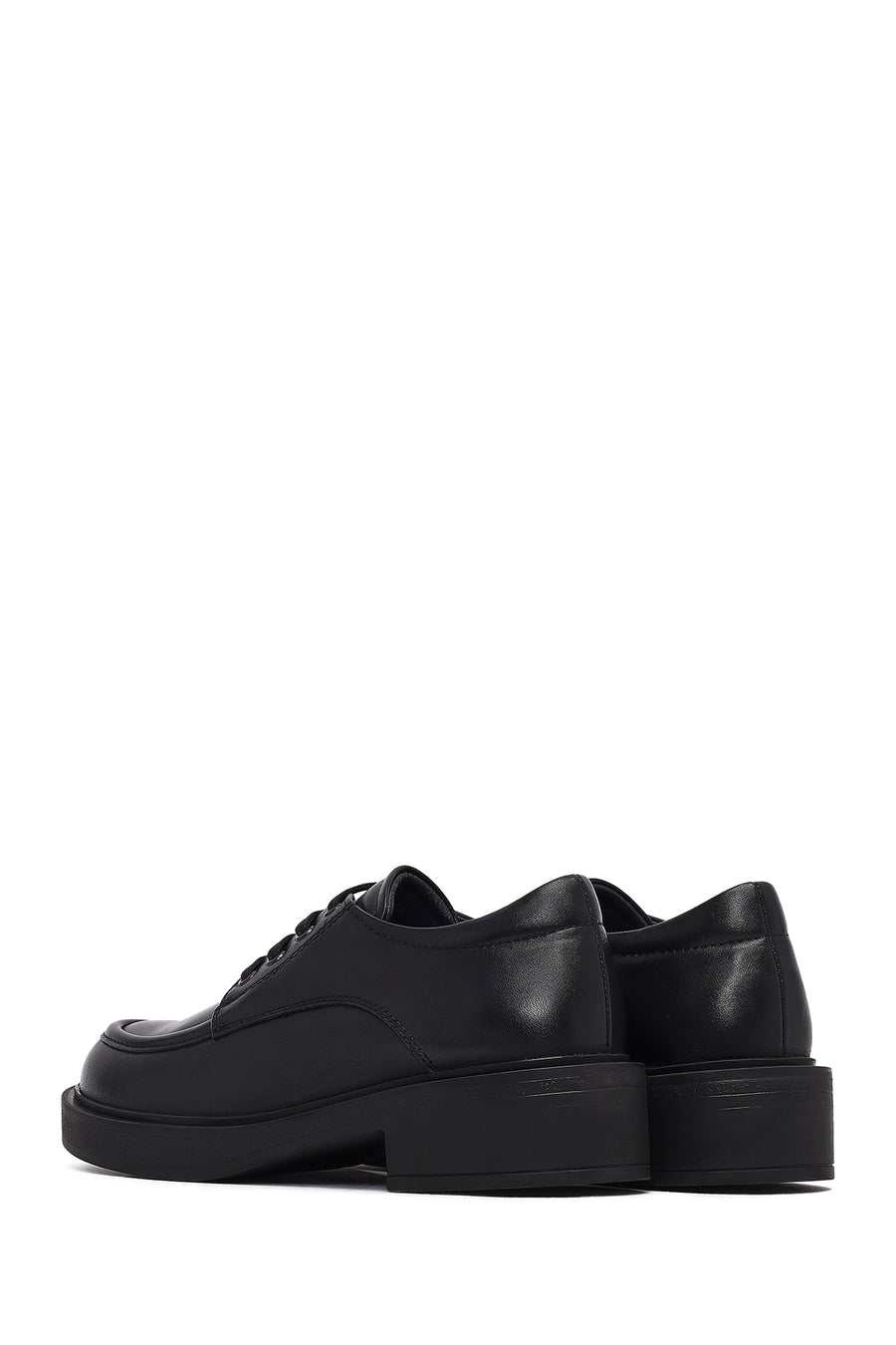 Women's Black Lace-Up Leather Casual Shoes