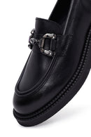 Woman Black Buckle Leather Masculine Loafer | Derimod