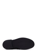 Woman Black Buckle Leather Masculine Loafer | Derimod