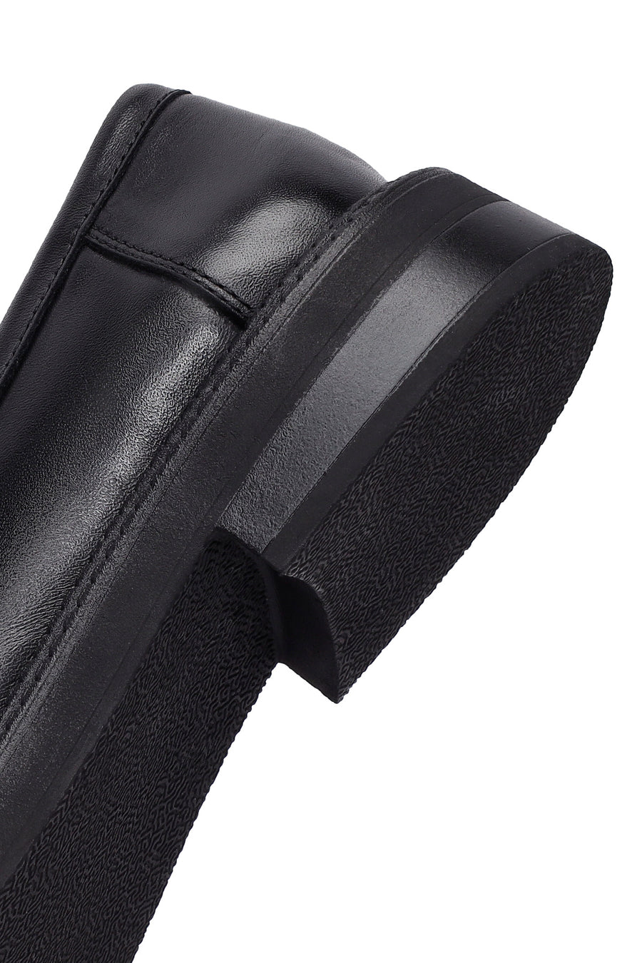 Kadın Siyah Tokalı Deri Maskülen Loafer