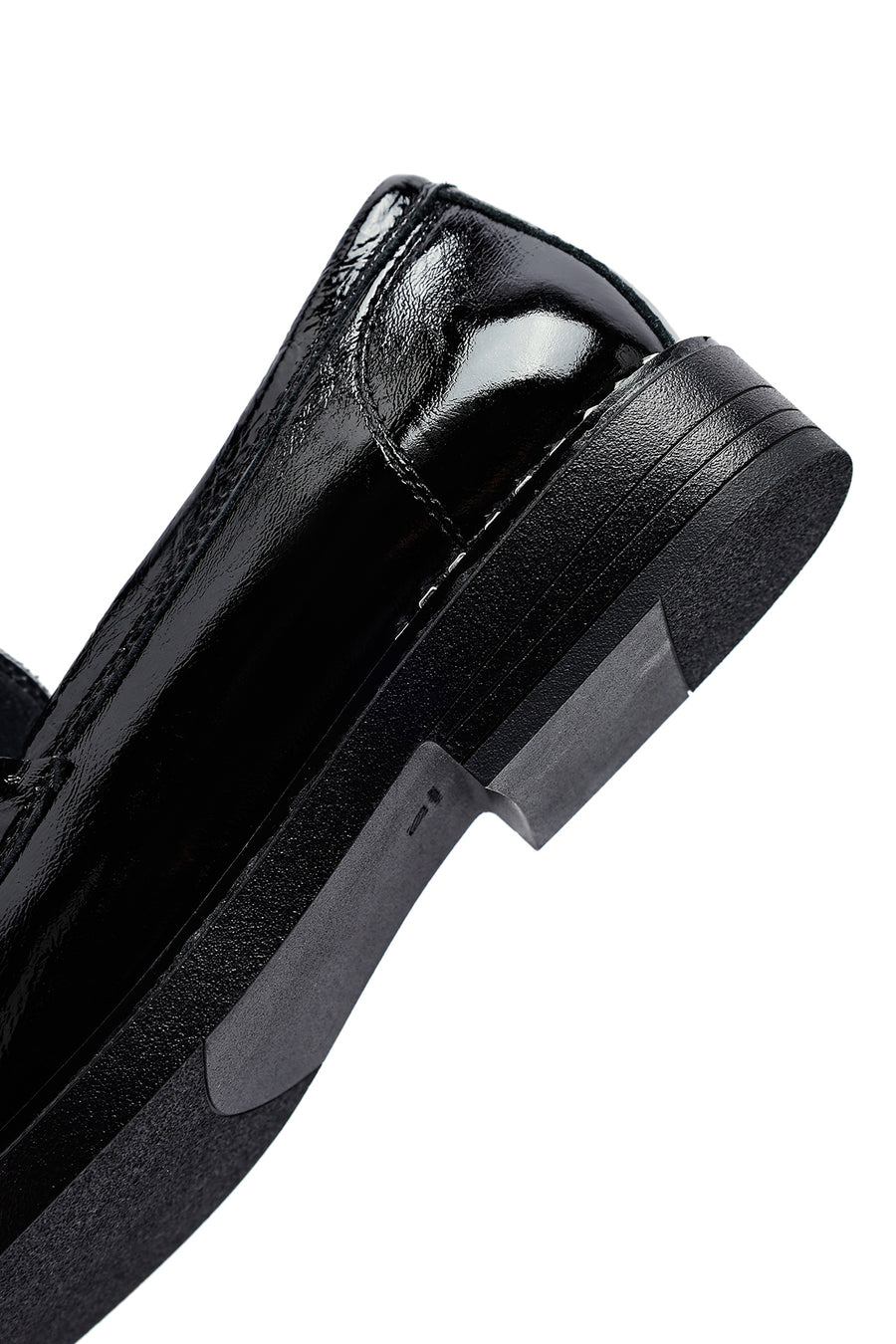 Kadın Siyah Rugan Deri Maskülen Loafer