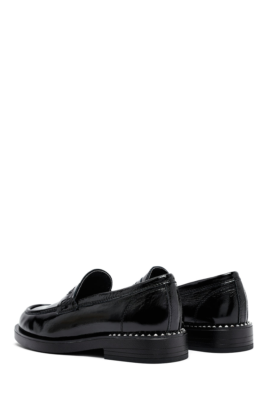 Kadın Siyah Rugan Deri Maskülen Loafer