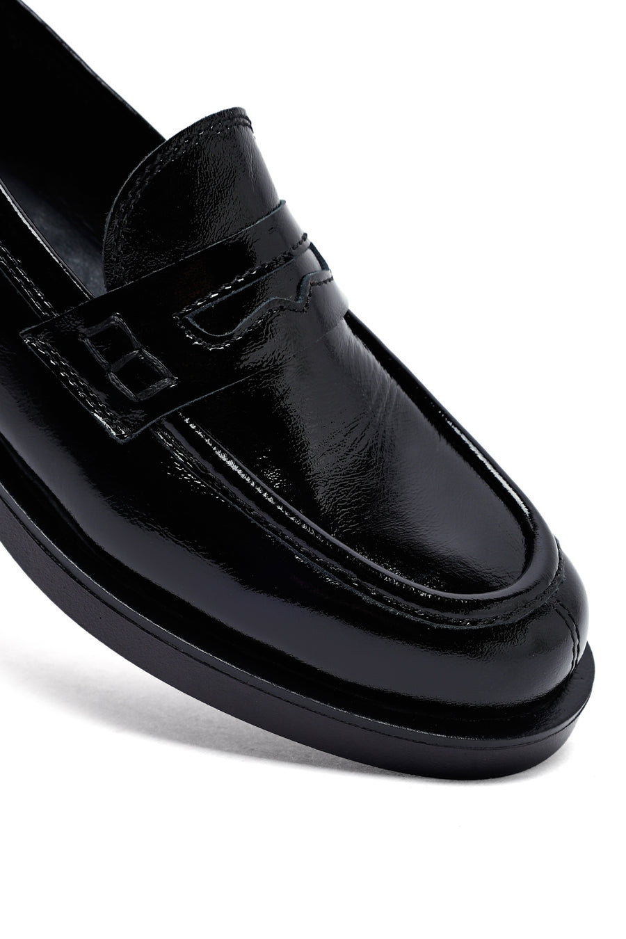 Kadın Siyah Rugan Deri Maskülen Loafer