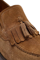 Kadın Taba Kalın Topuklu Süet Deri Maskülen Loafer | Derimod