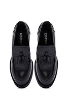 Woman Black Chunky Heels Leather Masculine Loafer | Derimod