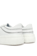 Woman White Laced Thick Sole Leather Sneakers | Derimod