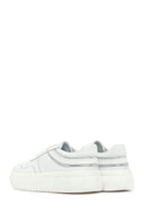 Woman White Laced Thick Sole Leather Sneakers | Derimod