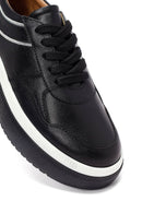 Kadın Siyah Bağcıklı Kalın Tabanlı Deri Sneaker | Derimod