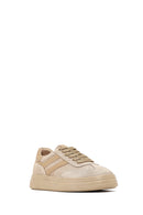 Kadın Bej Bağcıklı Süet Deri Sneaker | Derimod