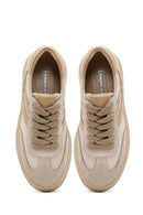 Kadın Bej Bağcıklı Süet Deri Sneaker | Derimod