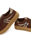 Kadın Kahverengi Bağcıklı Kalın Tabanlı Süet Deri Sneaker | Derimod