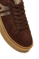 Kadın Kahverengi Bağcıklı Kalın Tabanlı Süet Deri Sneaker | Derimod