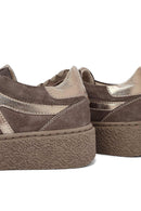 Kadın Vizon Bağcıklı Kalın Tabanlı Süet Deri Sneaker | Derimod