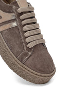 Kadın Vizon Bağcıklı Kalın Tabanlı Süet Deri Sneaker | Derimod